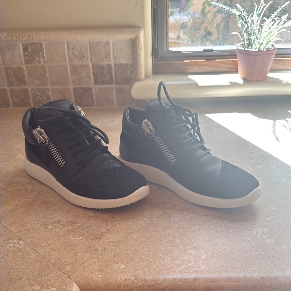 Giuseppe Zanotti Black and White Sneakers with Cushioned Soles